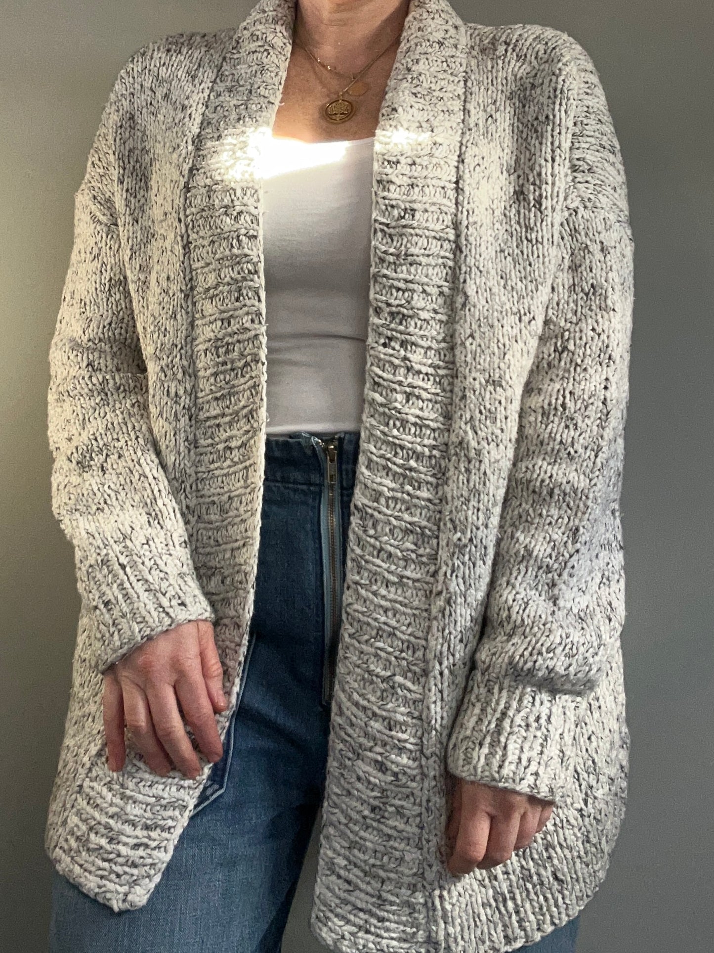 Eileen Fisher grey open cardigan cotton and alpaca M - 10/14