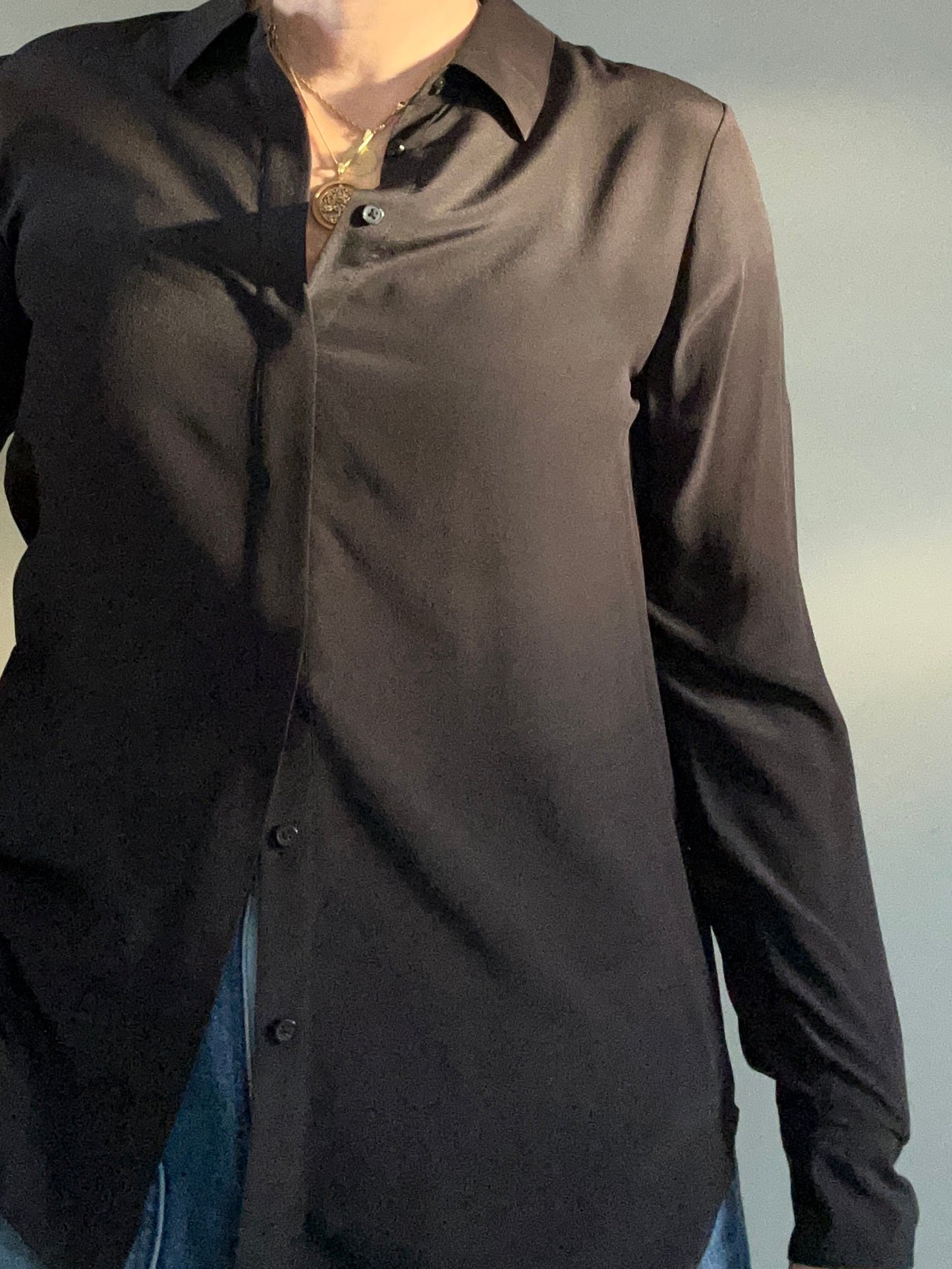 Boden black silk shirt size 12