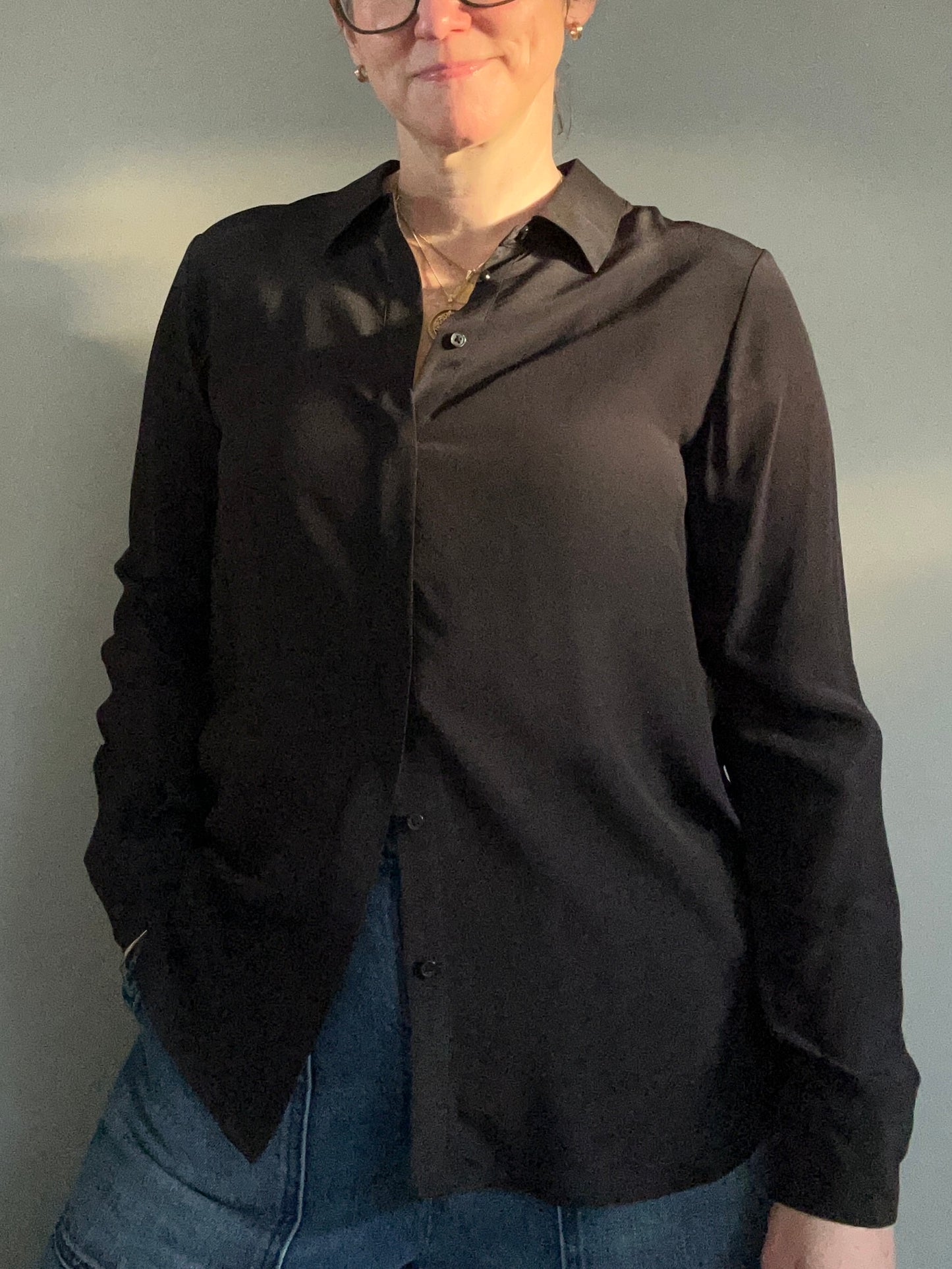 Boden black silk shirt size 12