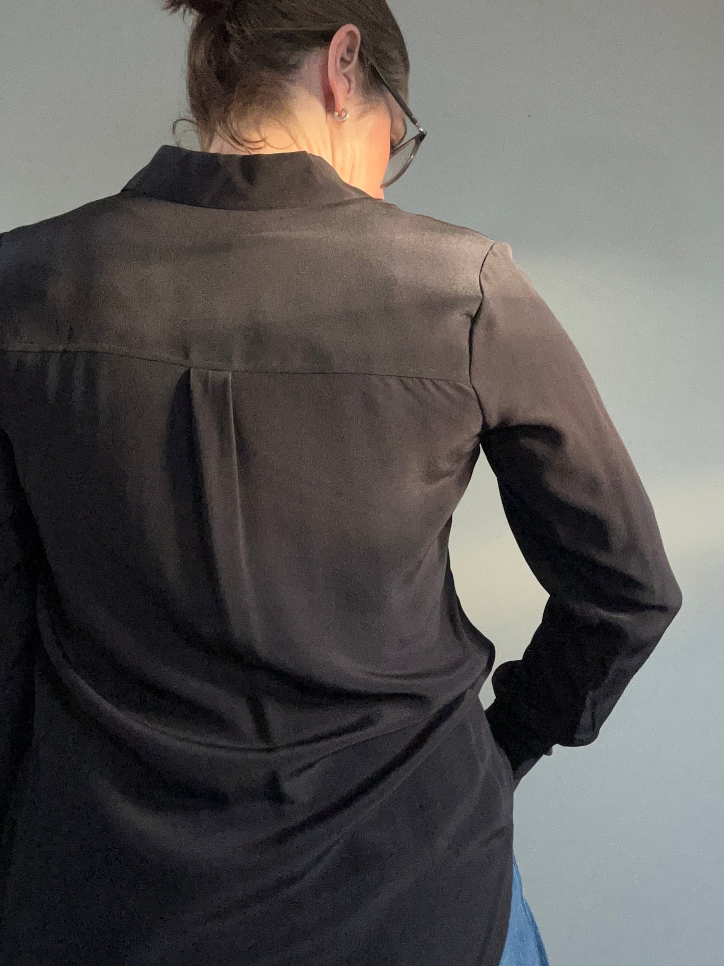 Boden black silk shirt size 12