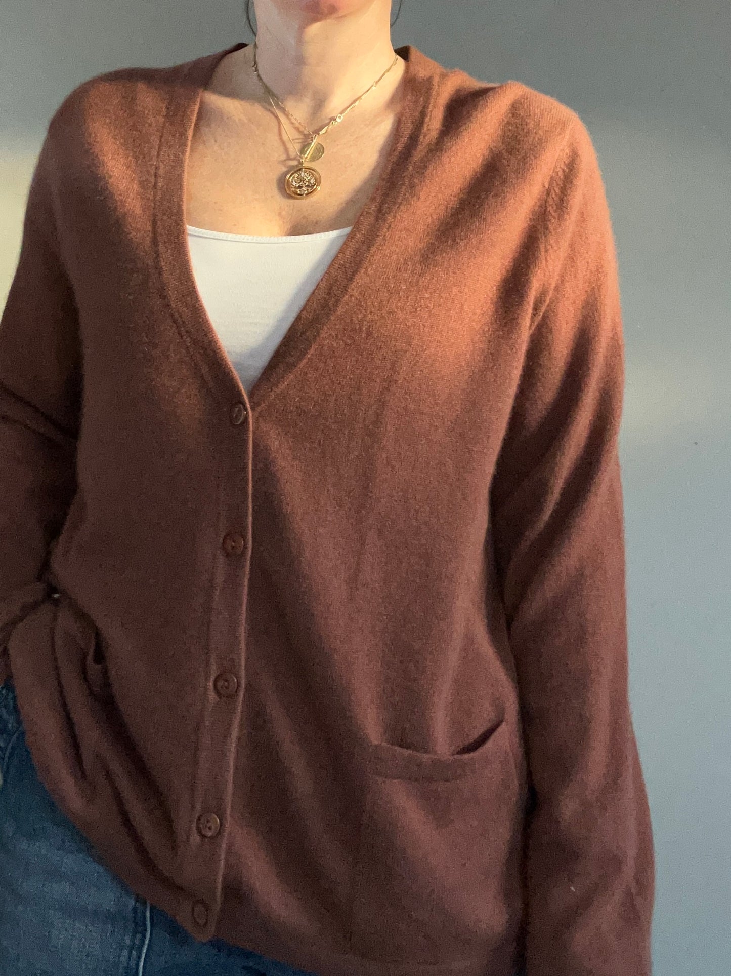 Cashmere Mark Vintage brown cardigan 3XL - up to 18