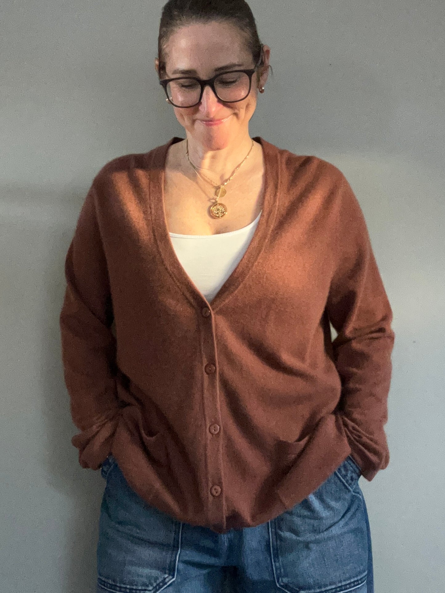 Cashmere Mark Vintage brown cardigan 3XL - up to 18