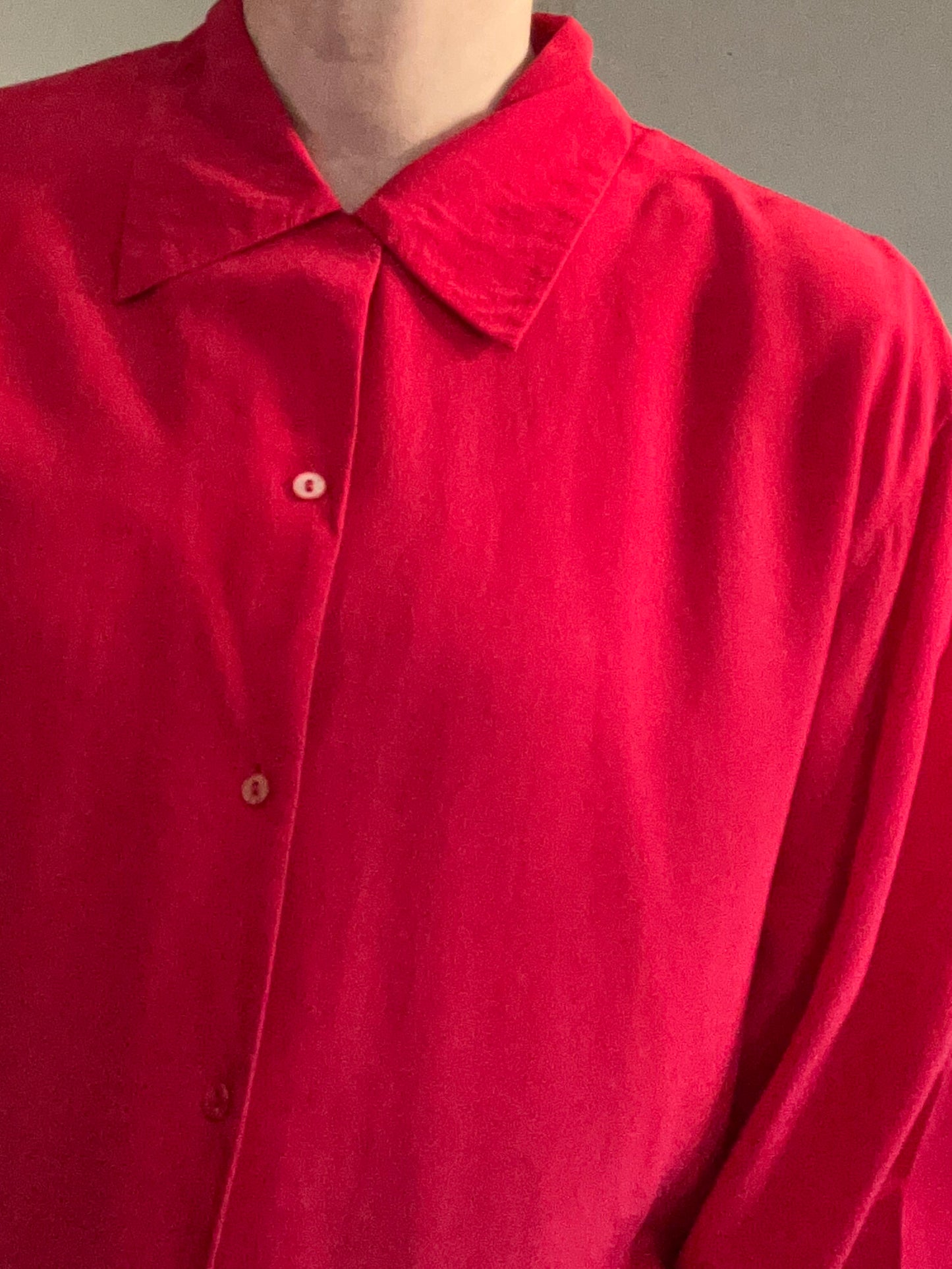 Art of Silk Tie Rack Vintage silk shirt red L - up to 14