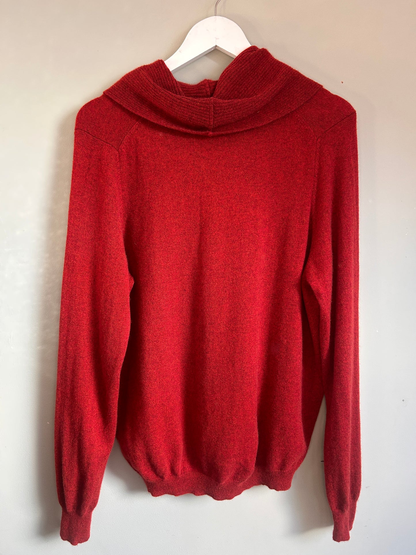 M&S maroon cashmere cowl neck jumper 14
