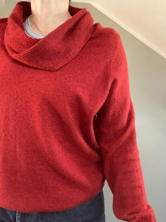 M&S maroon cashmere cowl neck jumper 14