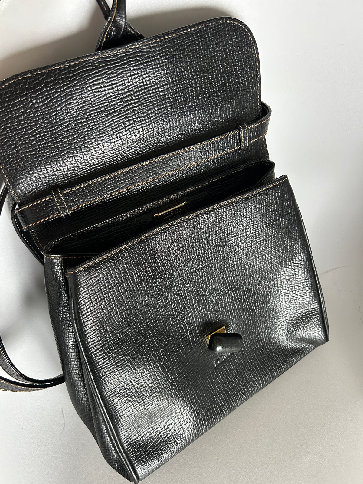 Loewe vintage top handle black leather handbag