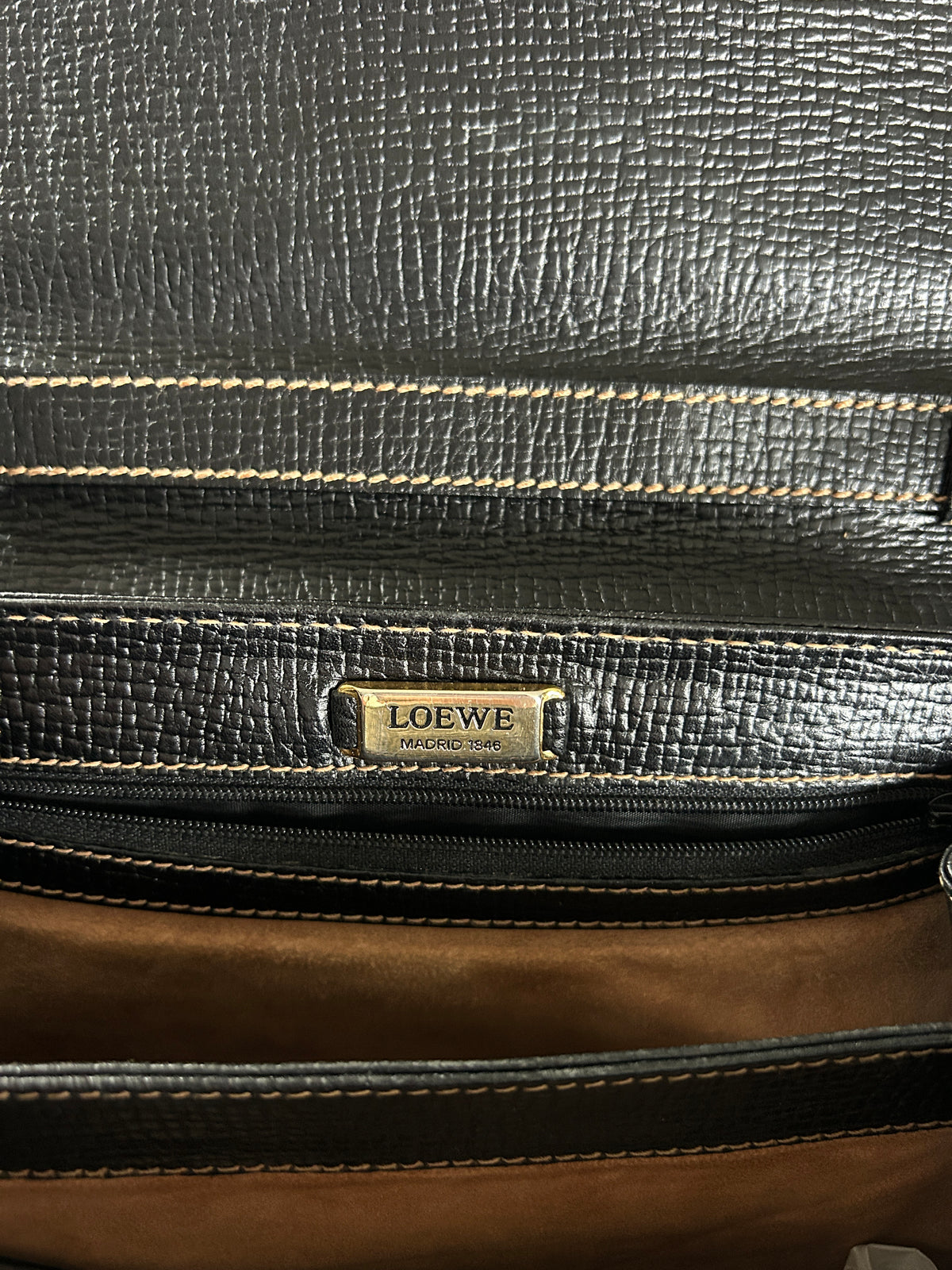 Loewe vintage top handle black leather handbag