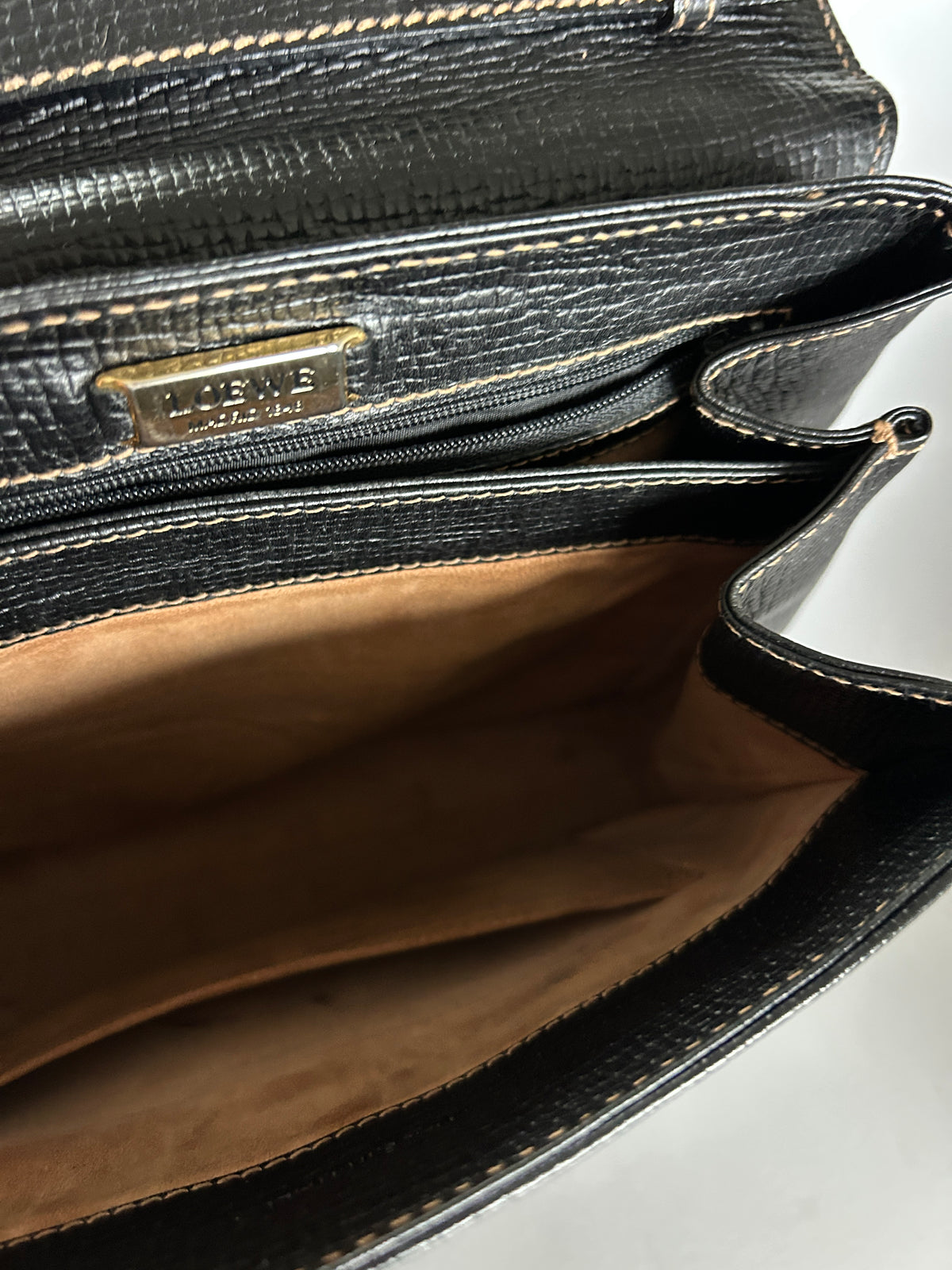 Loewe vintage top handle black leather handbag