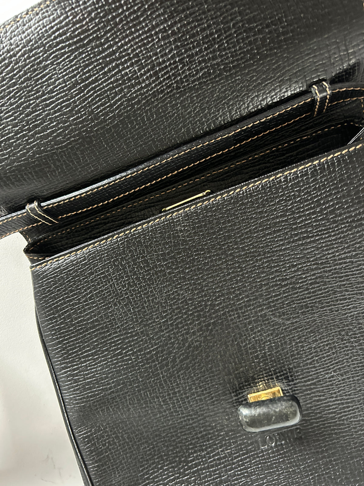 Loewe vintage top handle black leather handbag