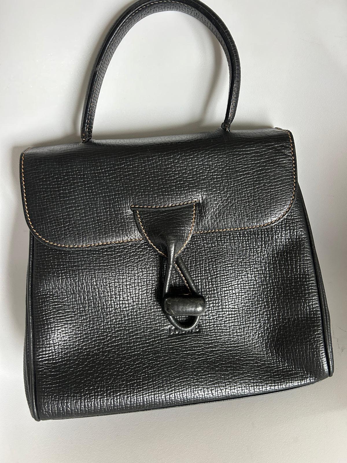 Loewe vintage top handle black leather handbag