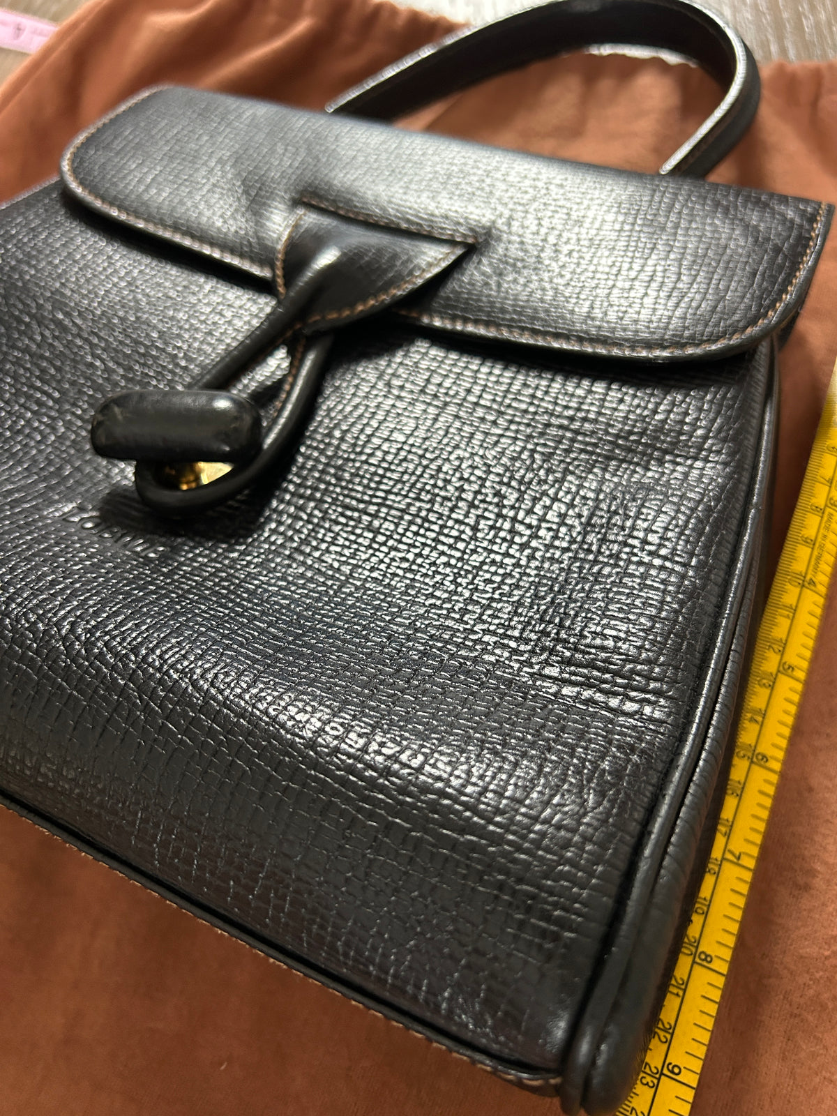 Loewe vintage top handle black leather handbag