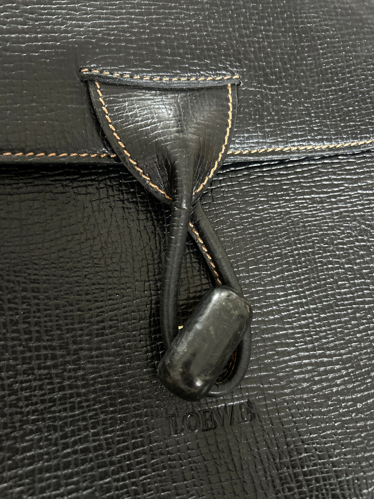 Loewe vintage top handle black leather handbag