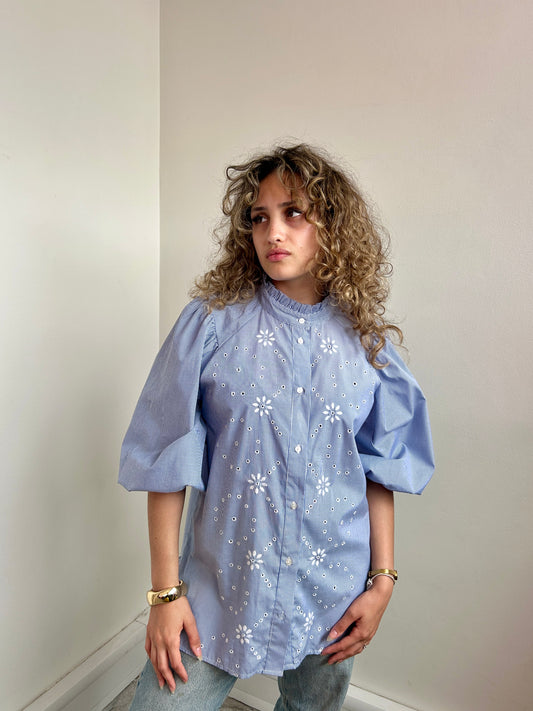 iBlues blue striped shirt with broderie anglaise size 12-14