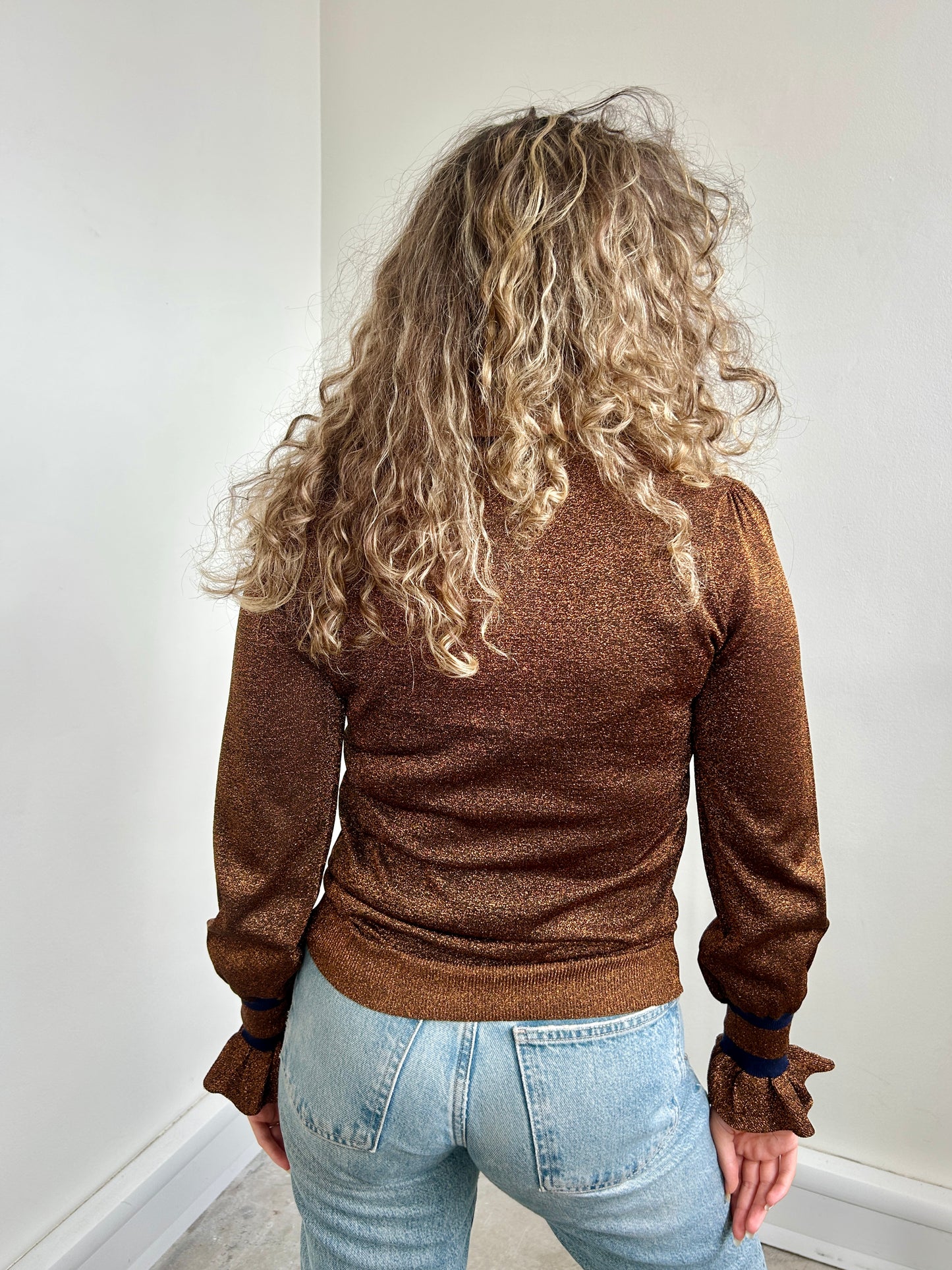 Baum Und Pfergarten orange metallic fibre jumper size XS - 8