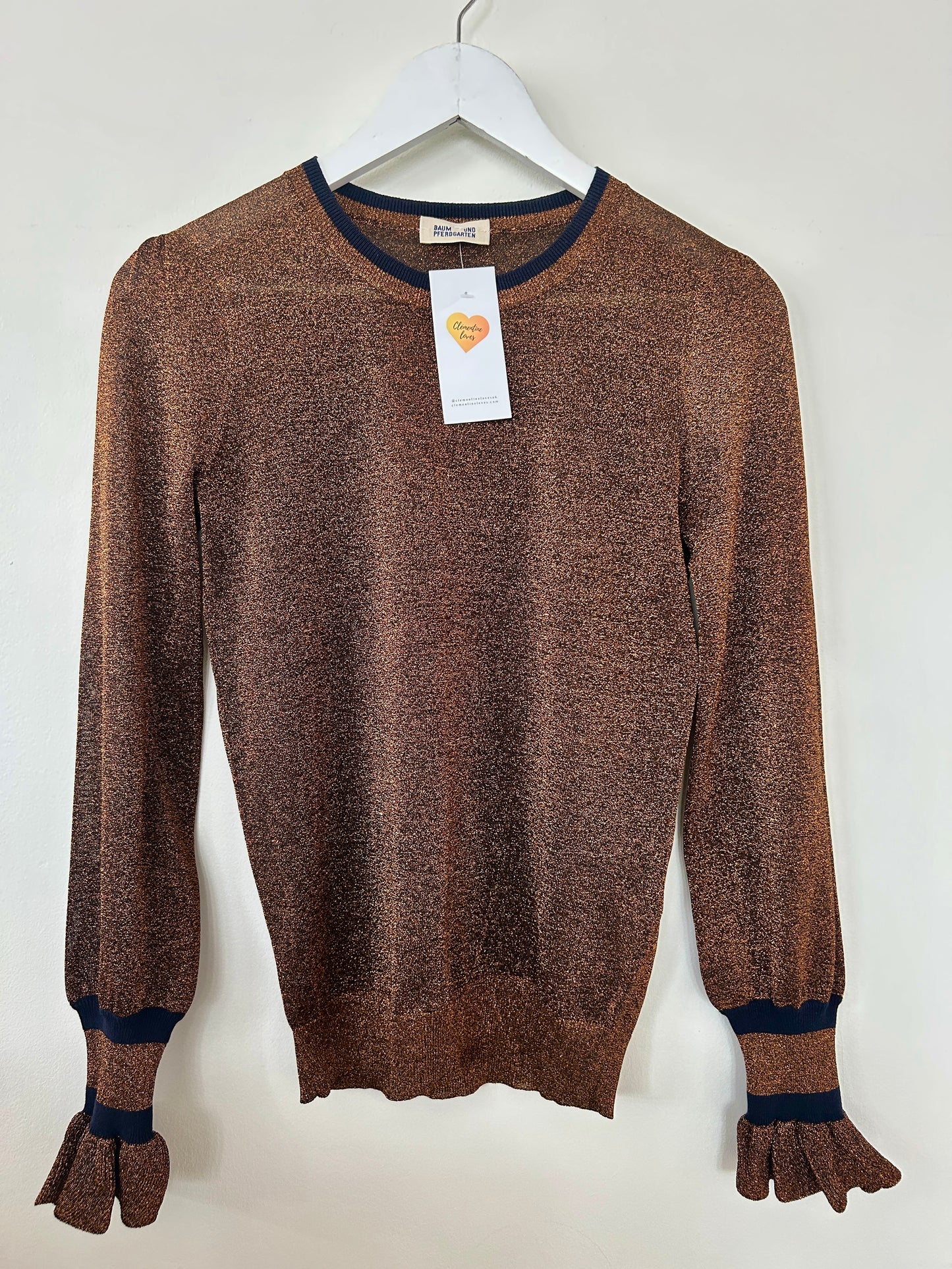 Baum Und Pfergarten orange metallic fibre jumper size XS - 8
