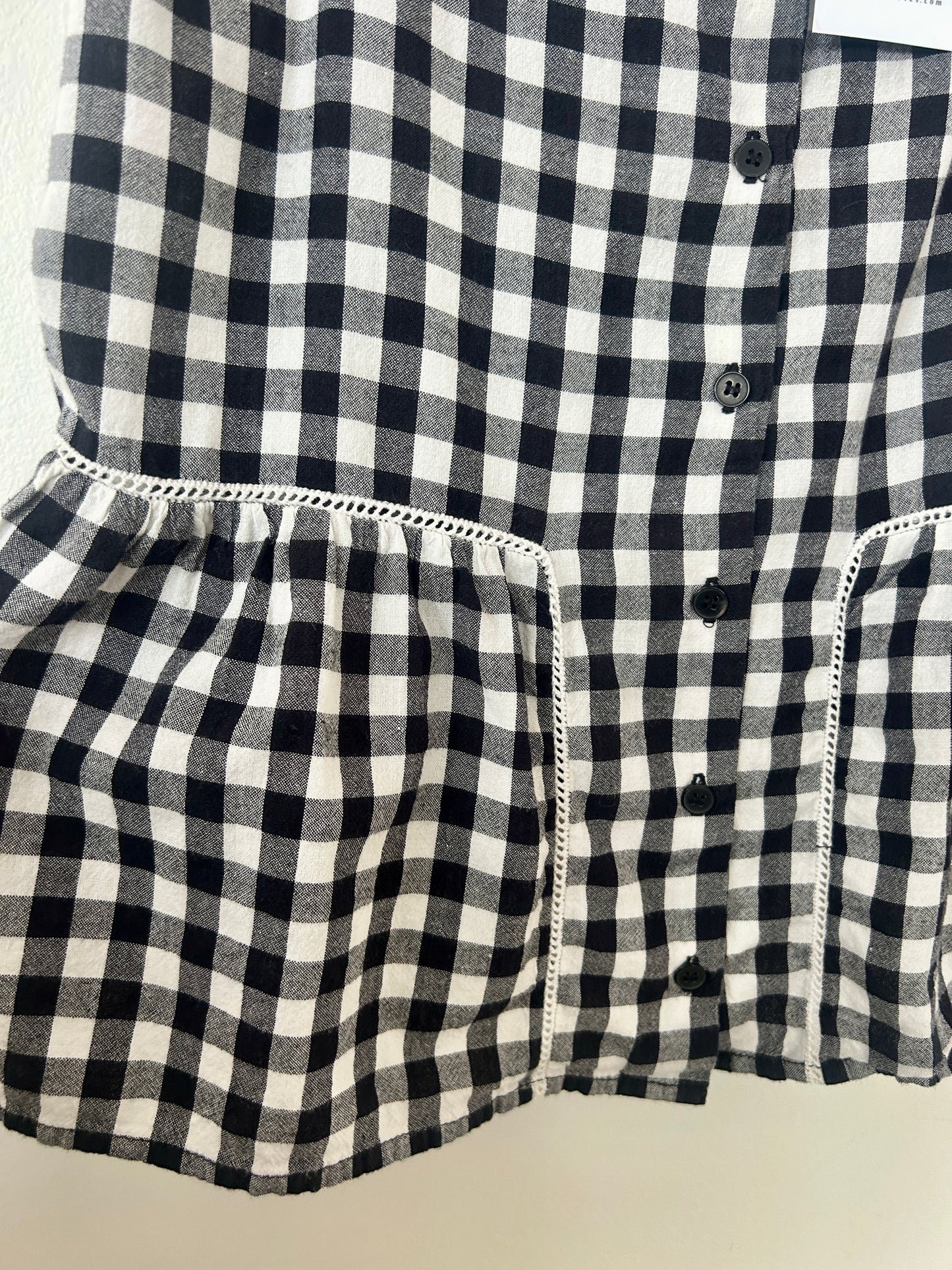 Sezane black gingham Summer top size 10-12