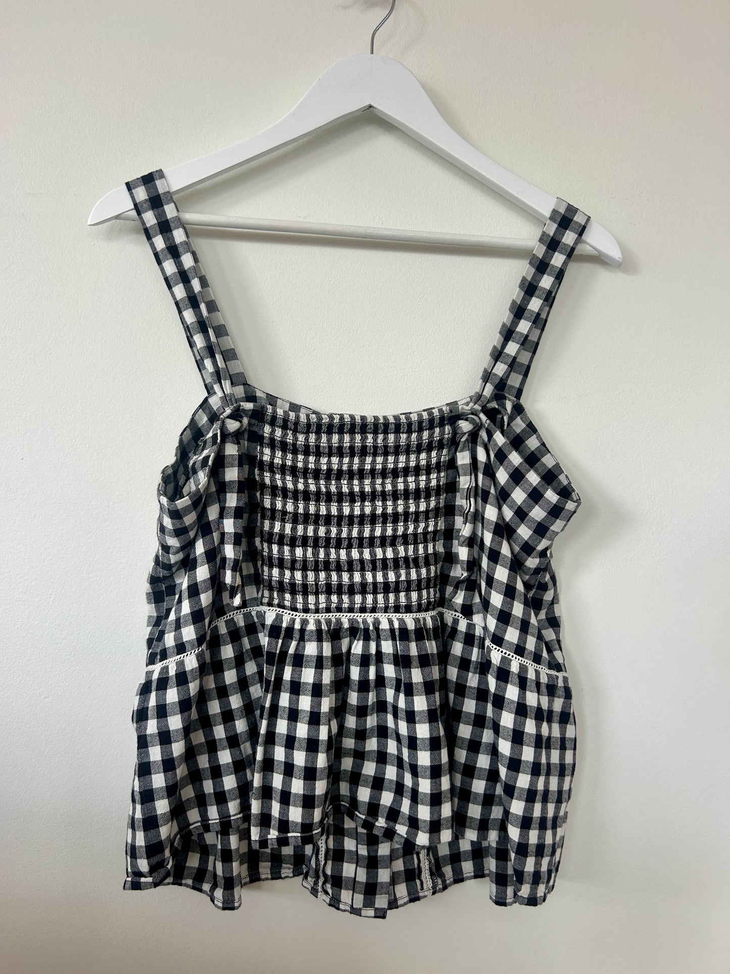 Sezane black gingham Summer top size 10-12