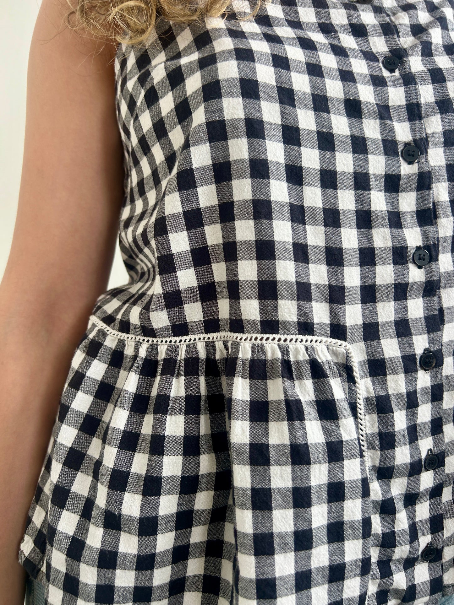 Sezane black gingham Summer top size 10-12