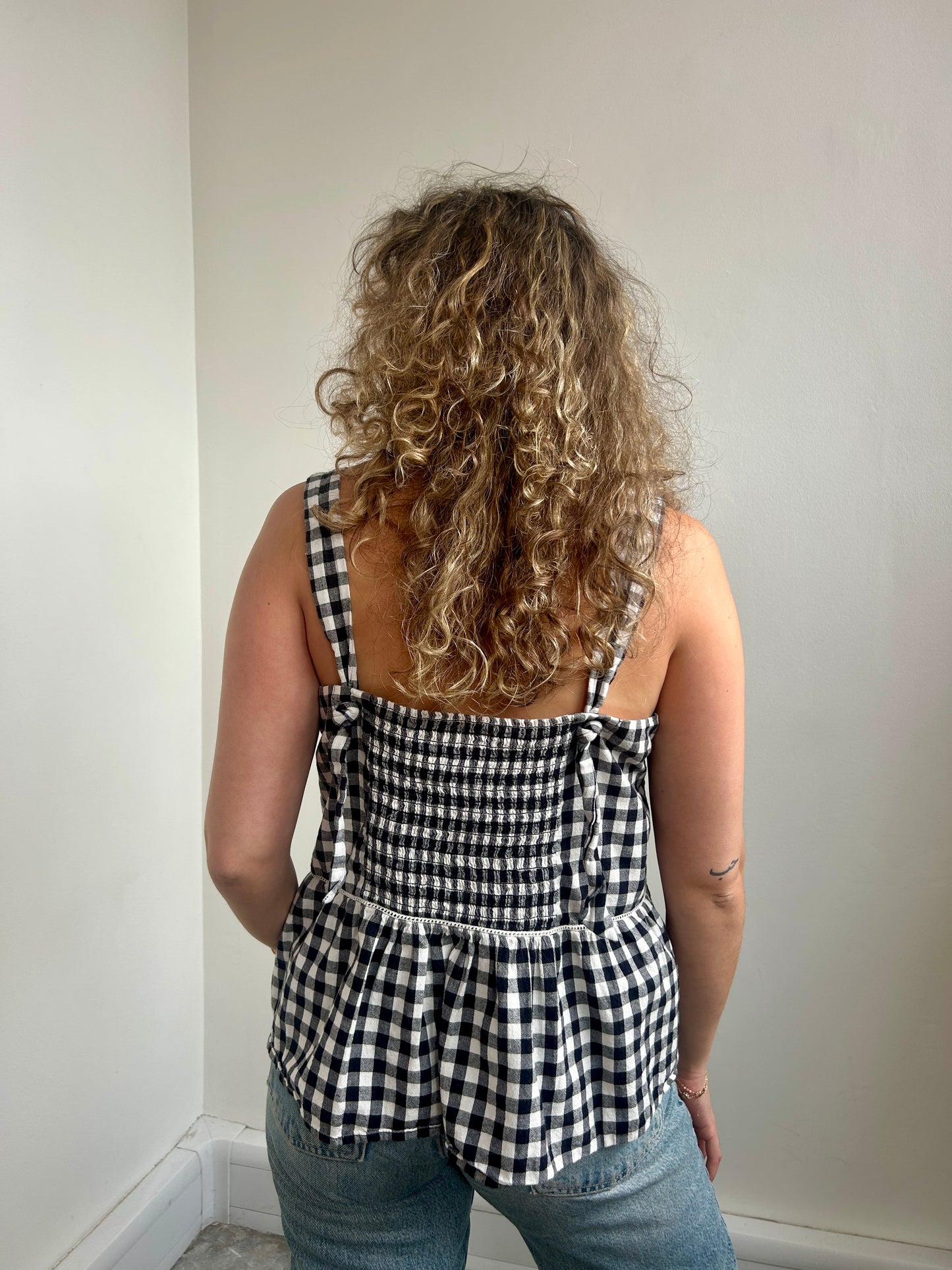 Sezane black gingham Summer top size 10-12