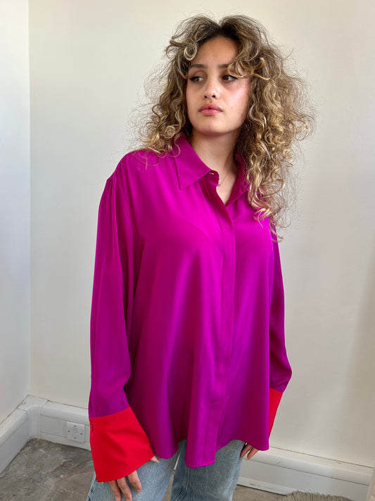 Jigsaw fuchsia silk shirt size 12