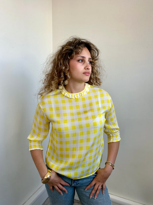 Baum und Pfergarten yellow gingham blouse size 6/8