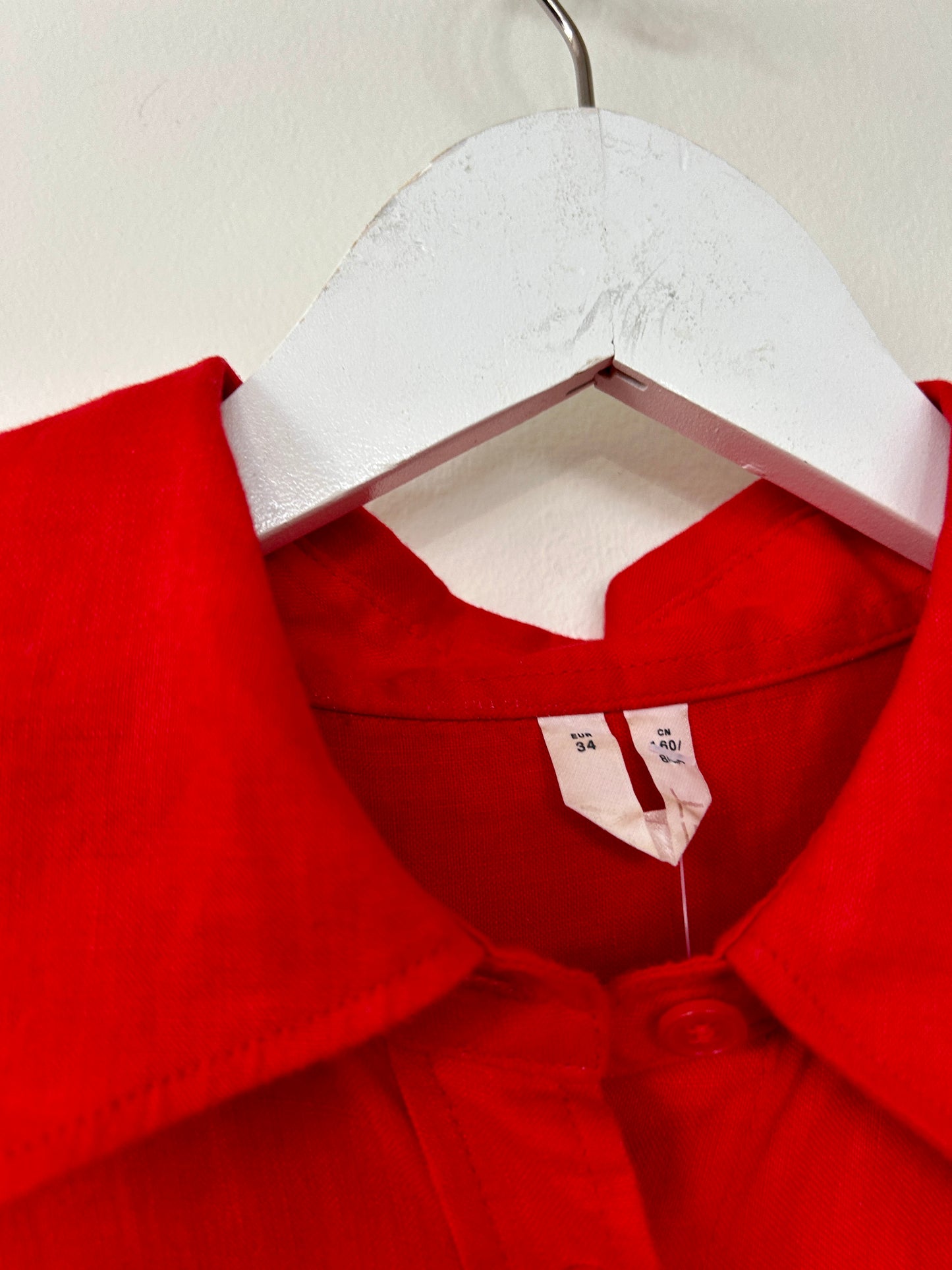 Arket red linen long sleeve shirt size 8-10