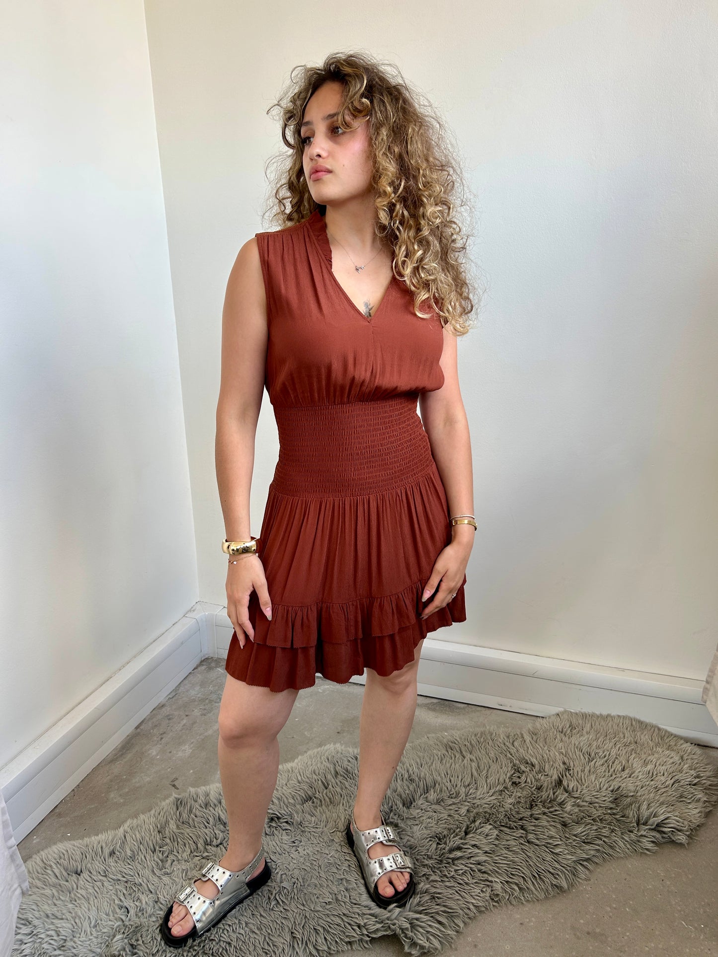 Claudie Pierlot brown chiffon short dress size 8