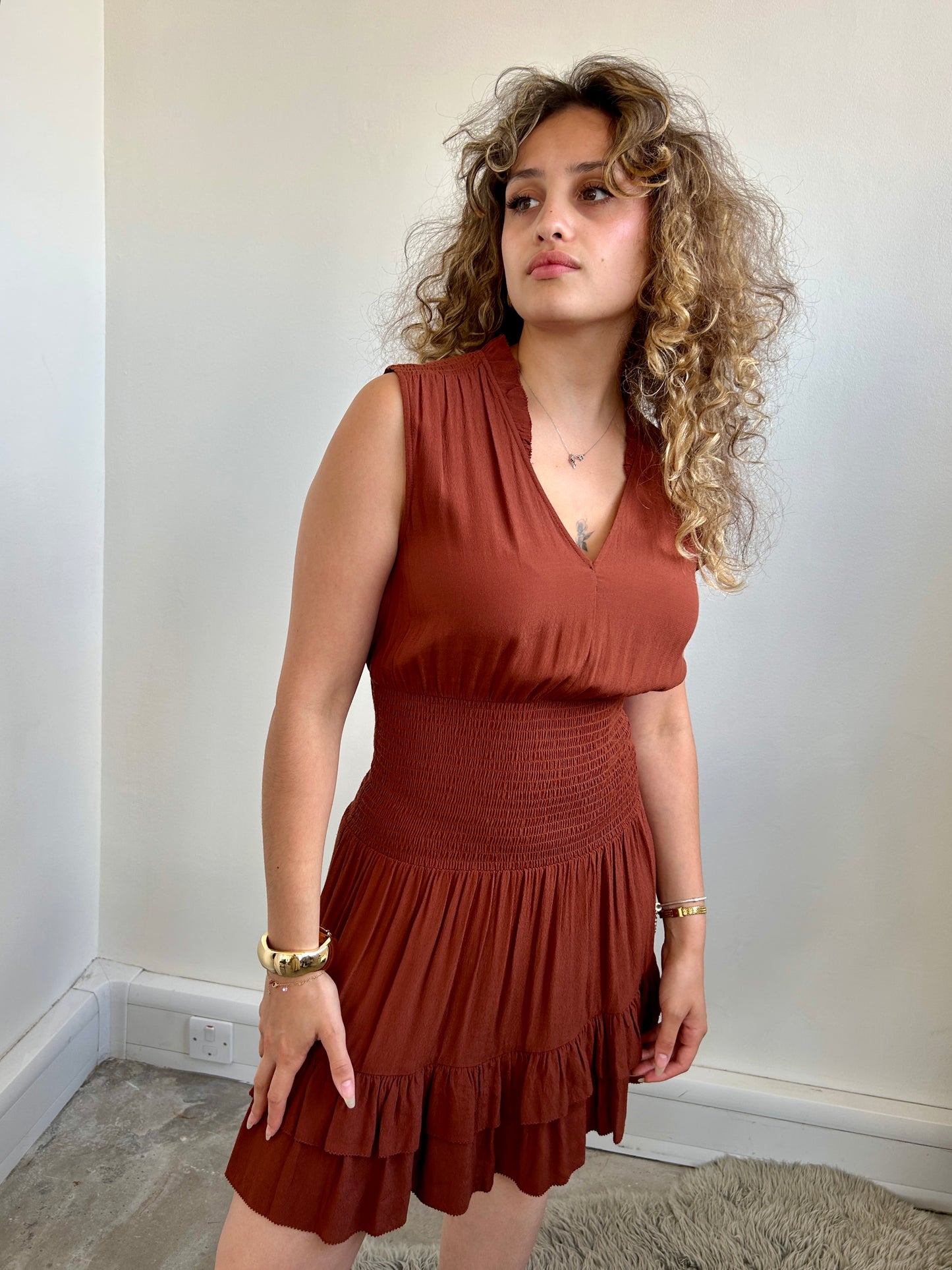 Claudie Pierlot brown chiffon short dress size 8