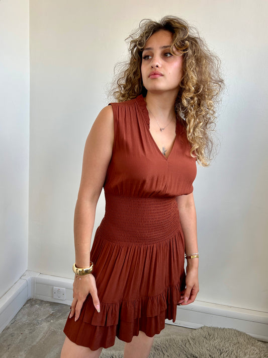 Claudie Pierlot brown chiffon short dress size 8