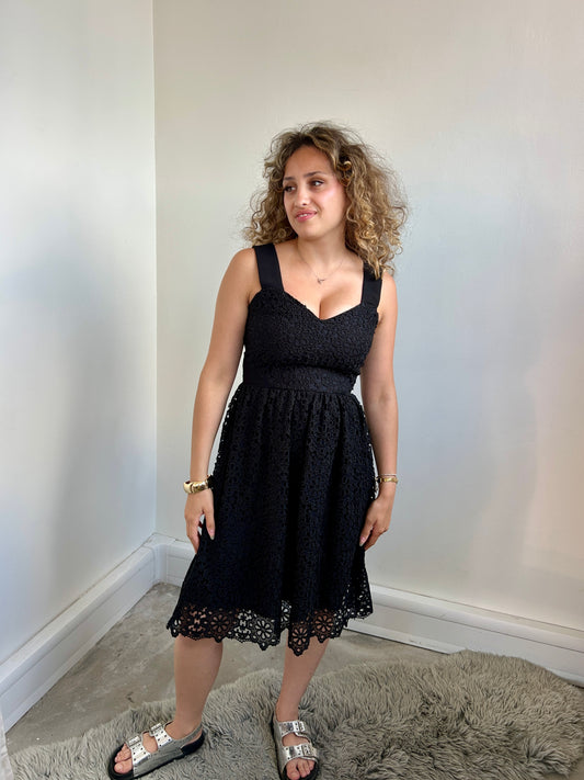 Claudie Pierlot black lace knee length dress size 8