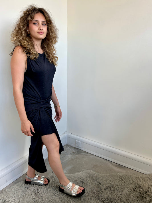 All Saints grey anthracite jersey midi dress size S - 8