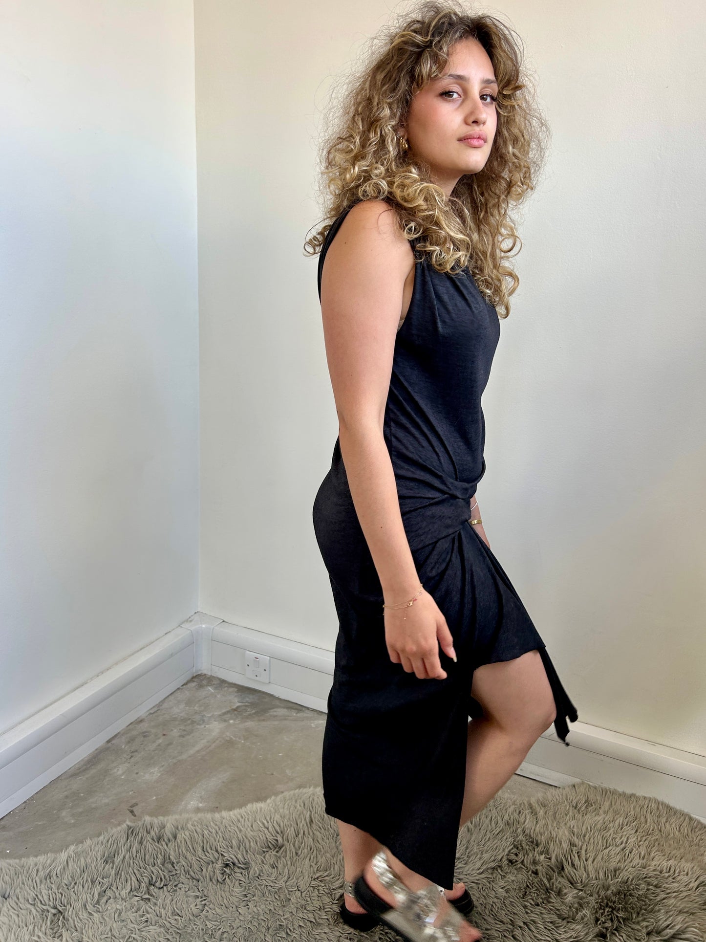 All Saints grey anthracite jersey midi dress size S - 8