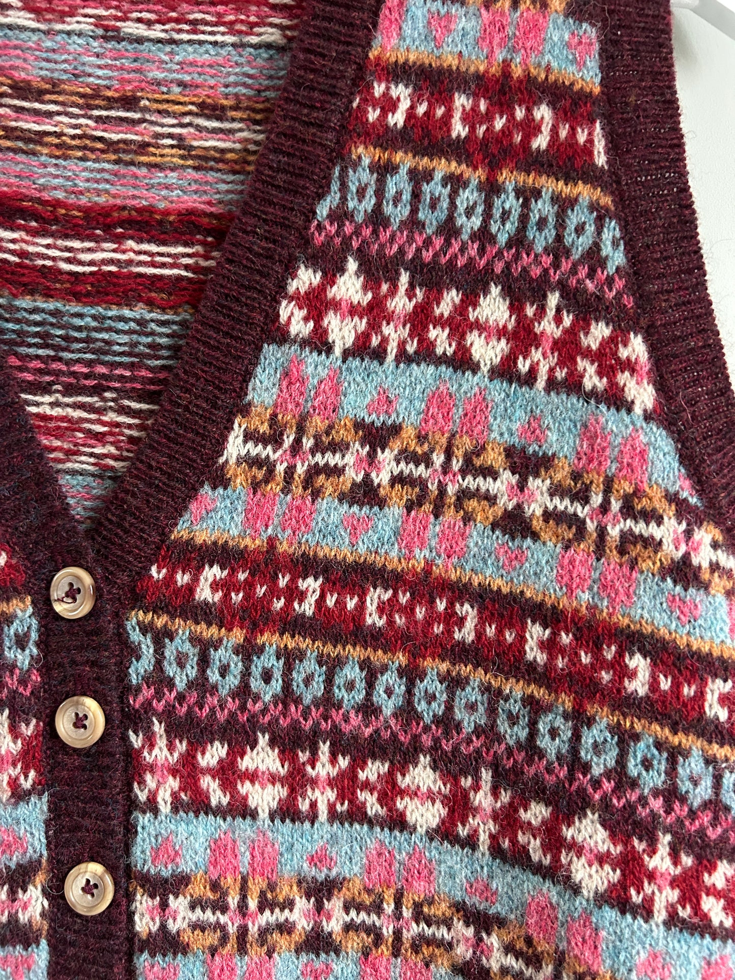 Brora maroon fair isle wool gilet size 10