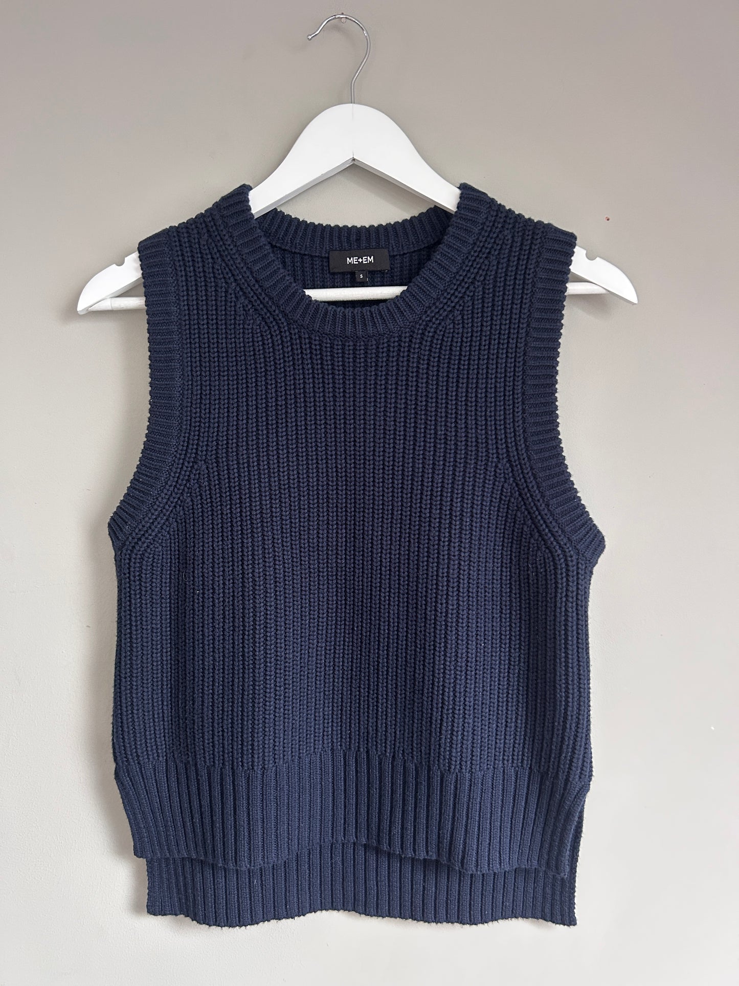 ME+EM navy blue cotton knit vest size S - 8/12