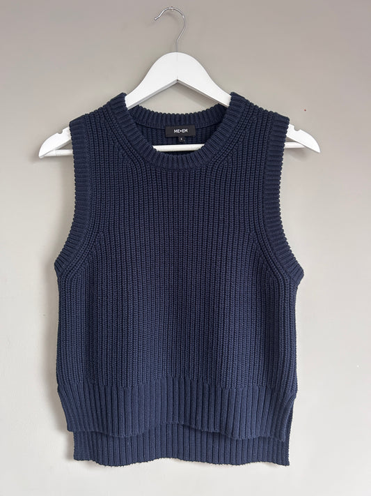 ME+EM navy blue cotton knit vest size S - 8/12
