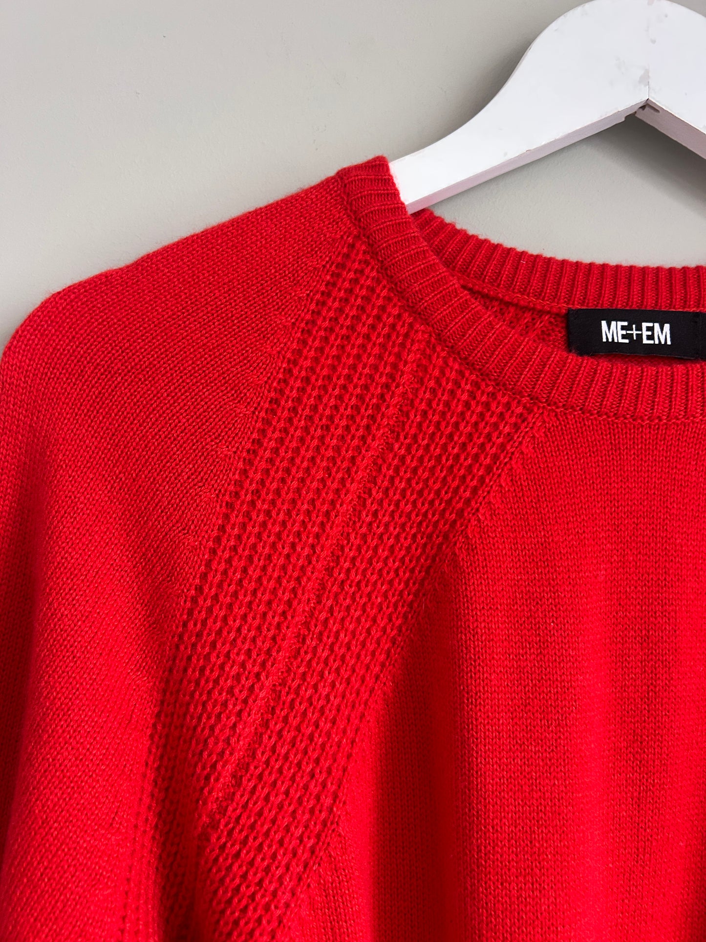 ME+EM red cashmere boxy crew neck jumper size 8 -12