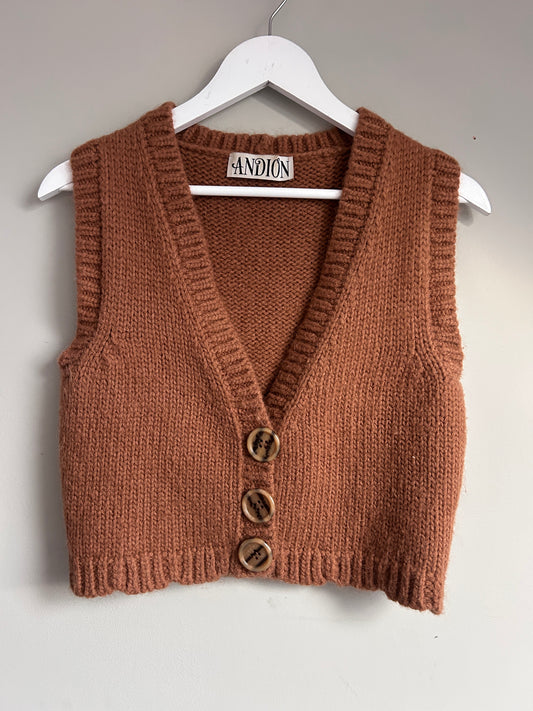 Andion Marcella knitted brown cropped gilet size S - 8/10