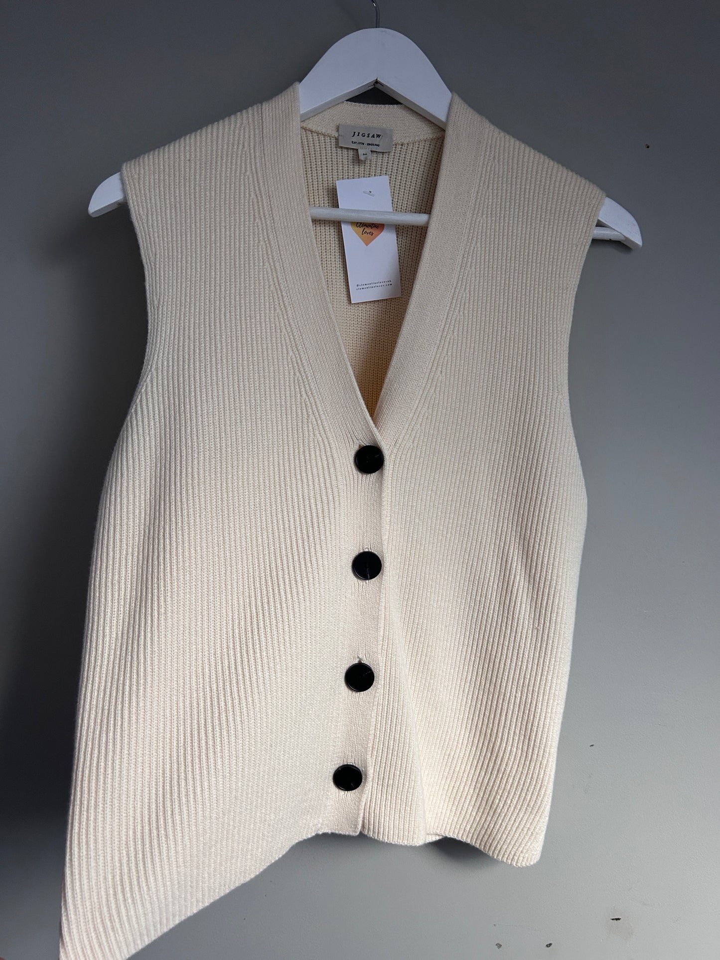 Jigsaw ivory cotton blend waistcoat size M - 12