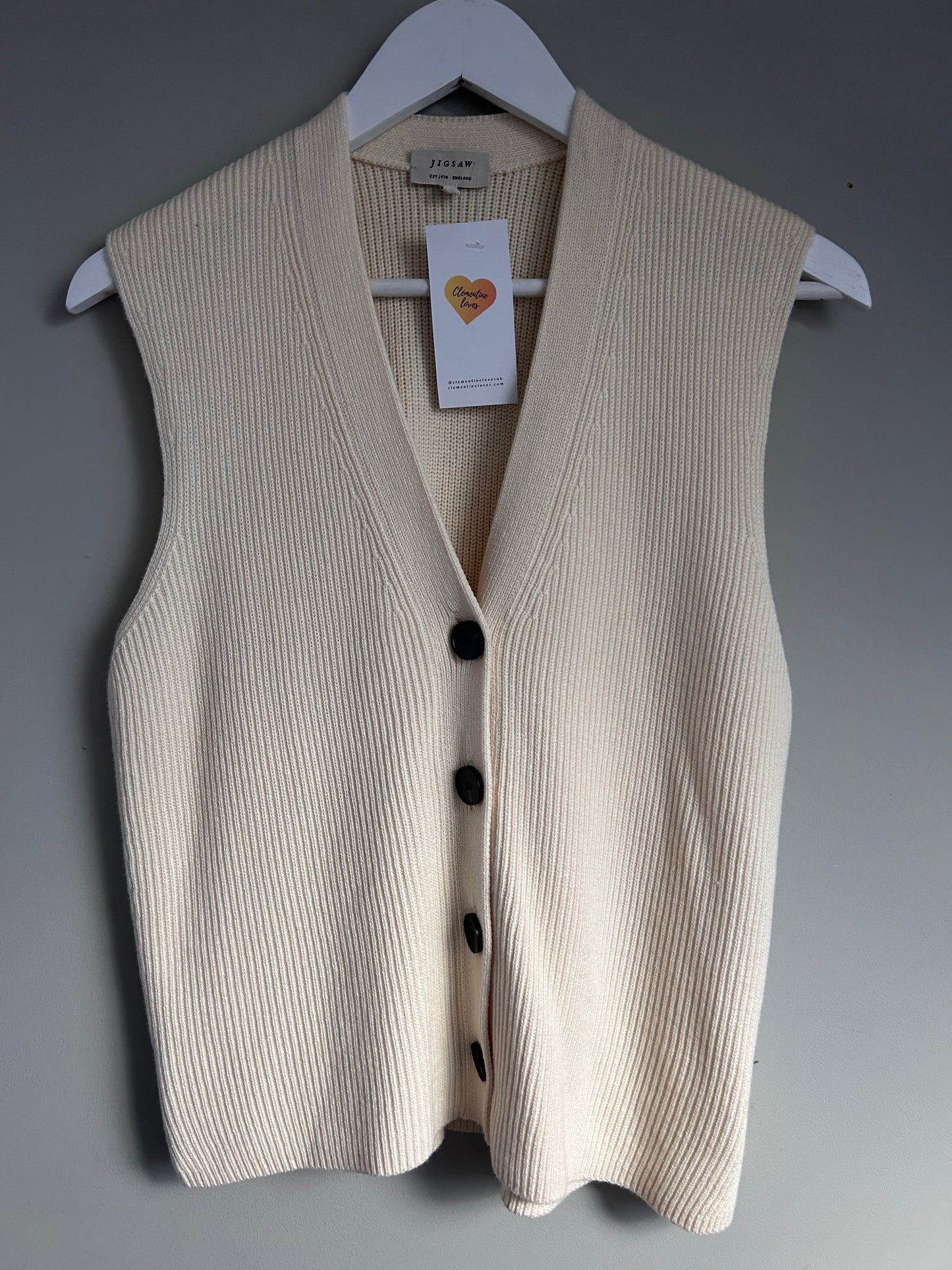 Jigsaw ivory cotton blend waistcoat size M - 12