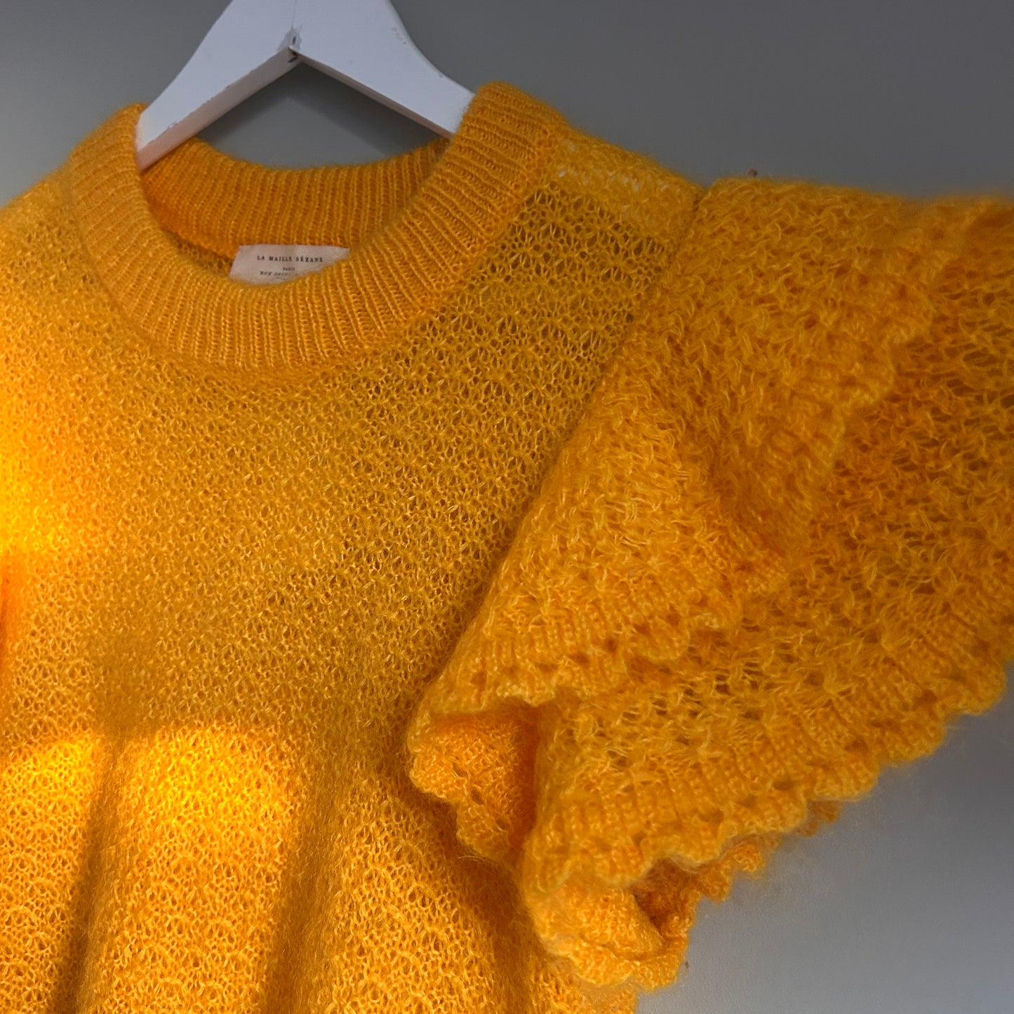 Sezane yellow knit short sleeve size M - 12